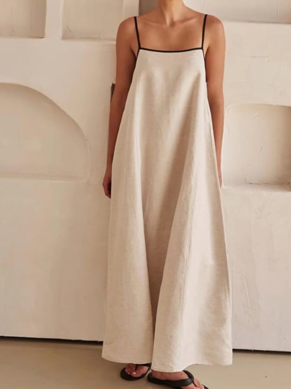 Shy Velvet Women's Flowy Maxi Dress Size XL Linen Cotton Blend Resortwear (M)